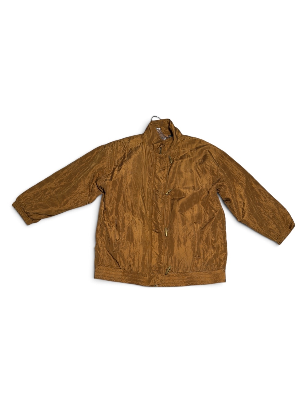 Mureli Vintage Bronze Silk Bomber Jacket with Embroidered Heart Detail